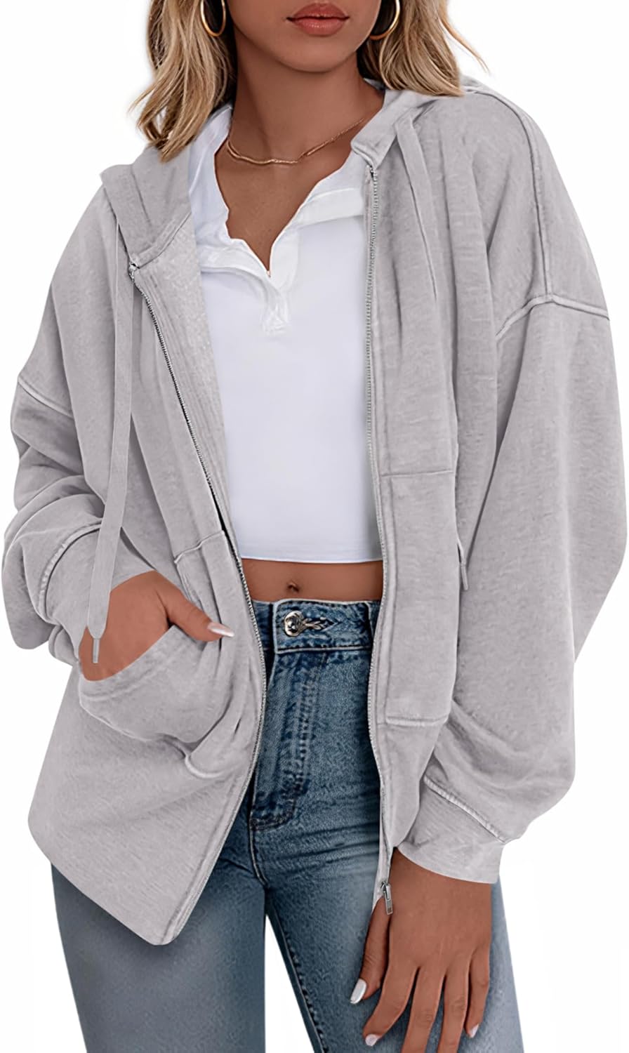 BTFBM Womens Zip Up Hoodies Fleece Cropped Sweatshirts 2025 Fall Fashion Outfits Casual Y2k Jackets Winter Clothes