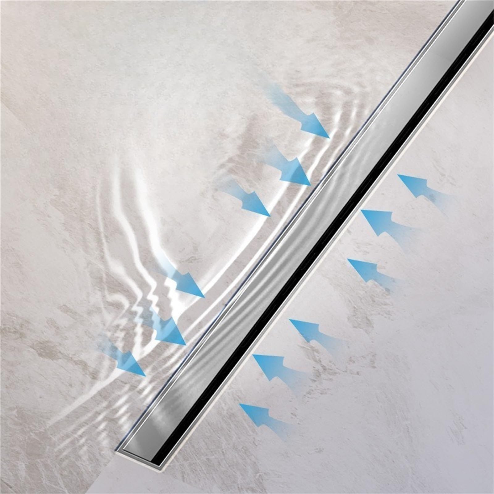 Canale Doccia Scarico for doccia lineare ultra stretto da 3,2 cm Drenaggio rapido invisibile minimalista a pavimento in acciaio inossidabile