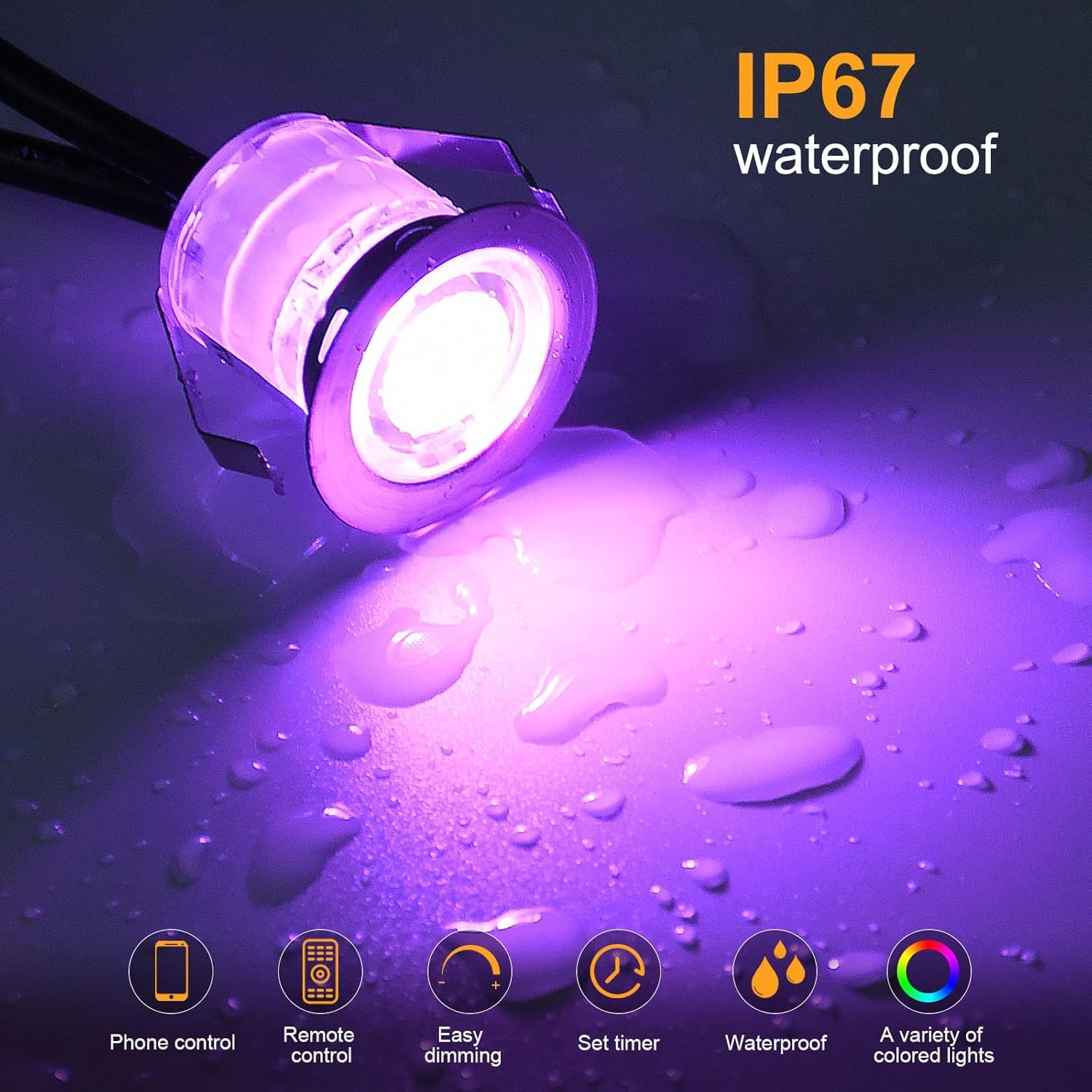 30 luci da incasso per terrazze, diametro 30 mm, 0,6 W, LED da incasso per esterni, 12 V, mini faretto a LED, con telecomando, IP67, impermeabile, compatibile con Alexa Google Home