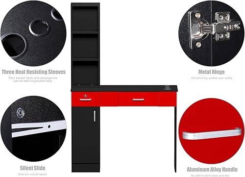 Miniatura 5 de Estaciones de peluquería para estilistas, estación de peluquería de peluquería con bloqueo moderno, estación de peluquería de esquina, organizador