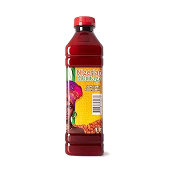 Nigerian Heritage 100% Red Palm Oil 33.81 Fl Oz Pure Red Palm Oil for Cooking Natural African Palm Fruit Oil, Authentic Pure Red Oil for Stews, Sauces, and More, 1 Liter Bottle