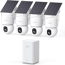 aosu 4K UHD D1 Max Outdoor Surveillance Camera Solar Battery for aosuBase, 4 Cam Kit, TrueColor Night Vision, Car Tracking, 360° Pan/Tilt, No Subscription Required, Expandable Memory up to 1TB
