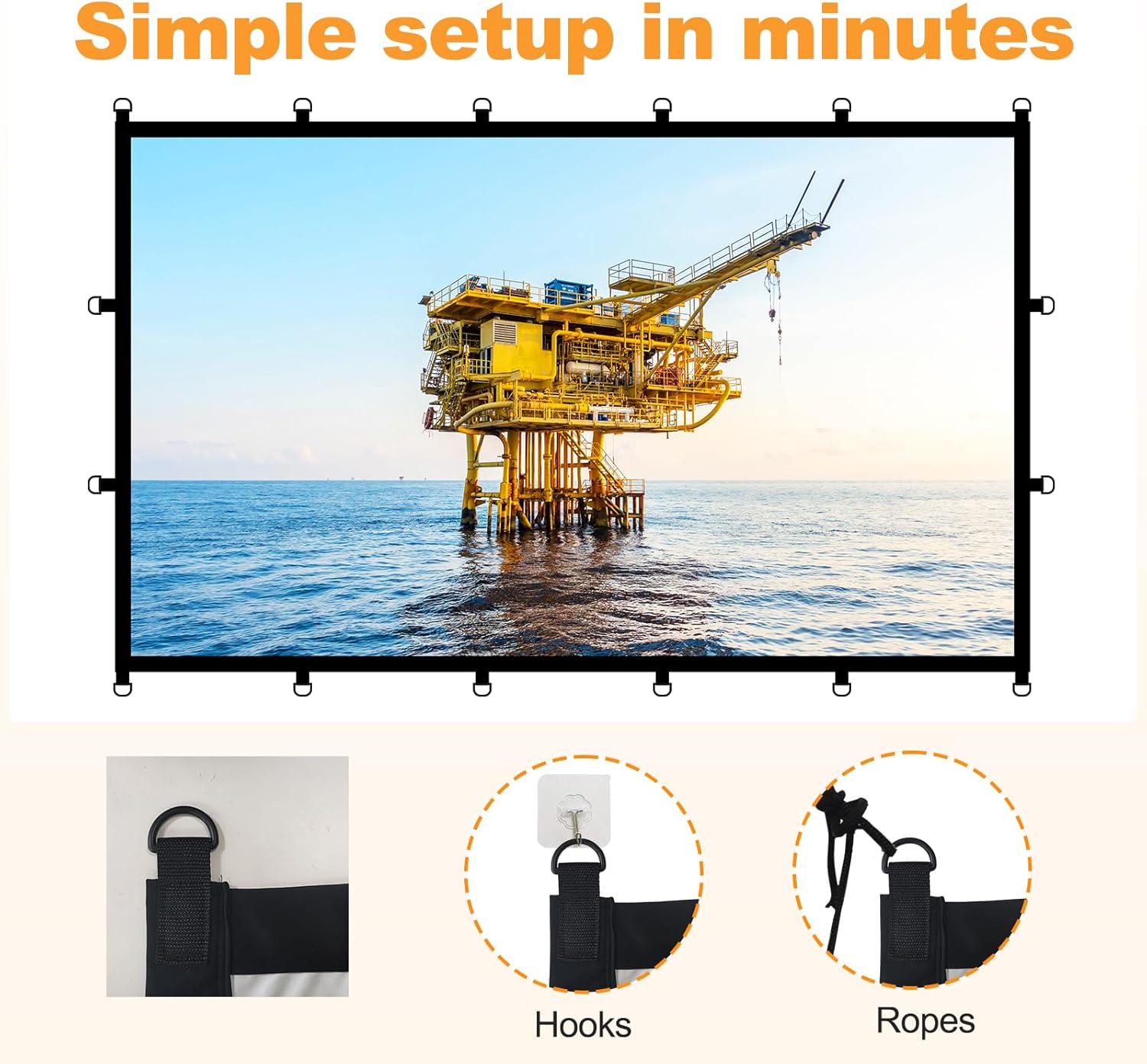 Outdoor Projector Screen, Washable Movie Screen & Foldable Projection Screen - Ideal for Indoor/Outdoor Home Theater, Camping, Office, 16:9 Aspect Ratio, 4K HD, Projector for Movies On Wall