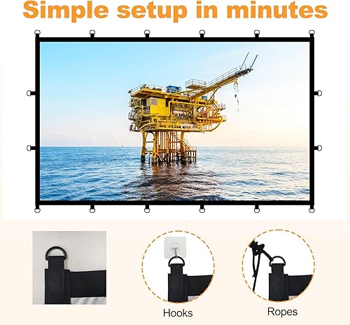 Miniatura 3 de Pantalla de proyector, pantalla de proyector para exteriores, lavable y plegable, ideal para cine en casa en interiores y exteriores, campamento,