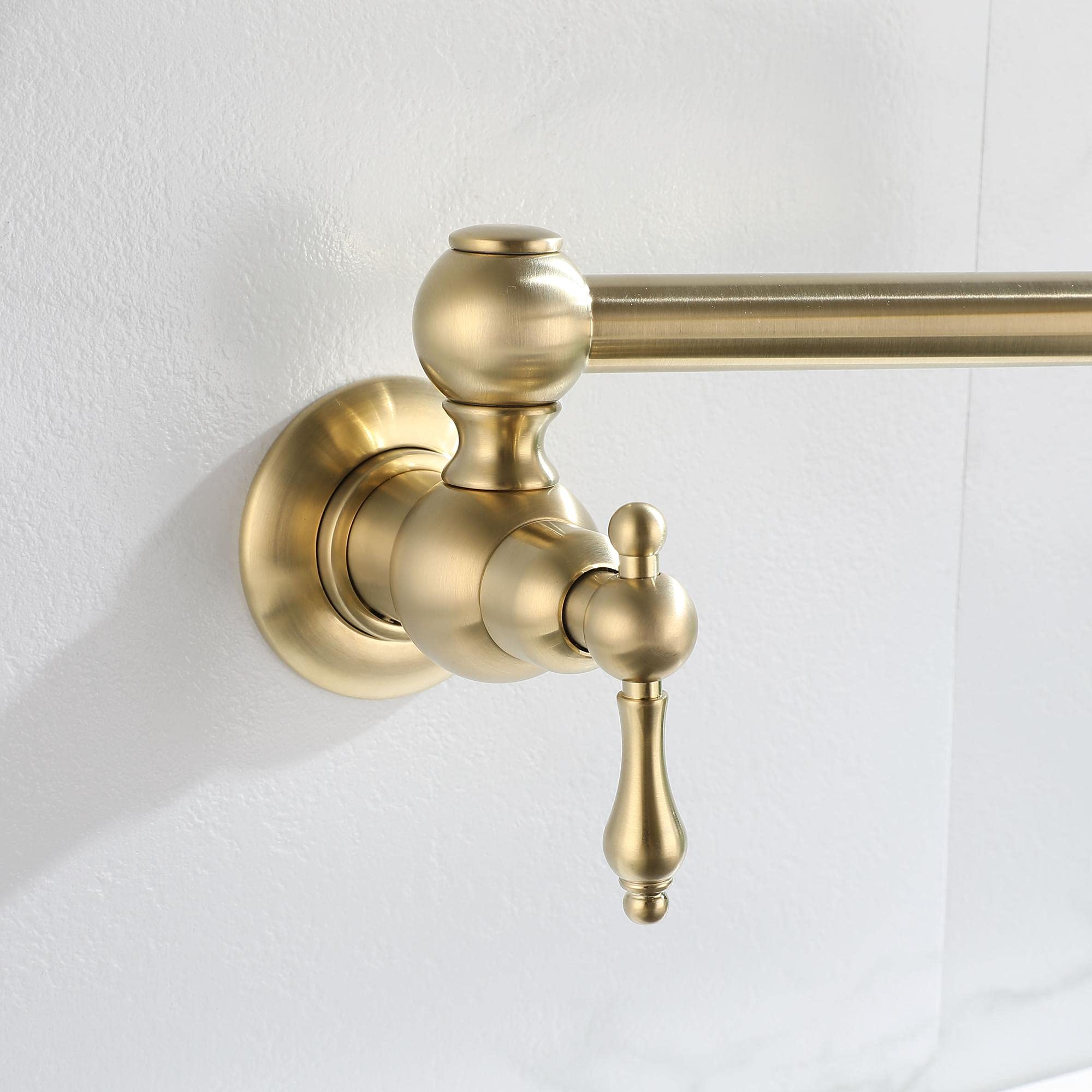 Homelava Robinet de Cuisine Mural en Acier Inoxydable - Remplissage de Casseroles, Bronze Frisé à Huile, Pliable, Extensible, Joint Double, 2 Poignées (Or)