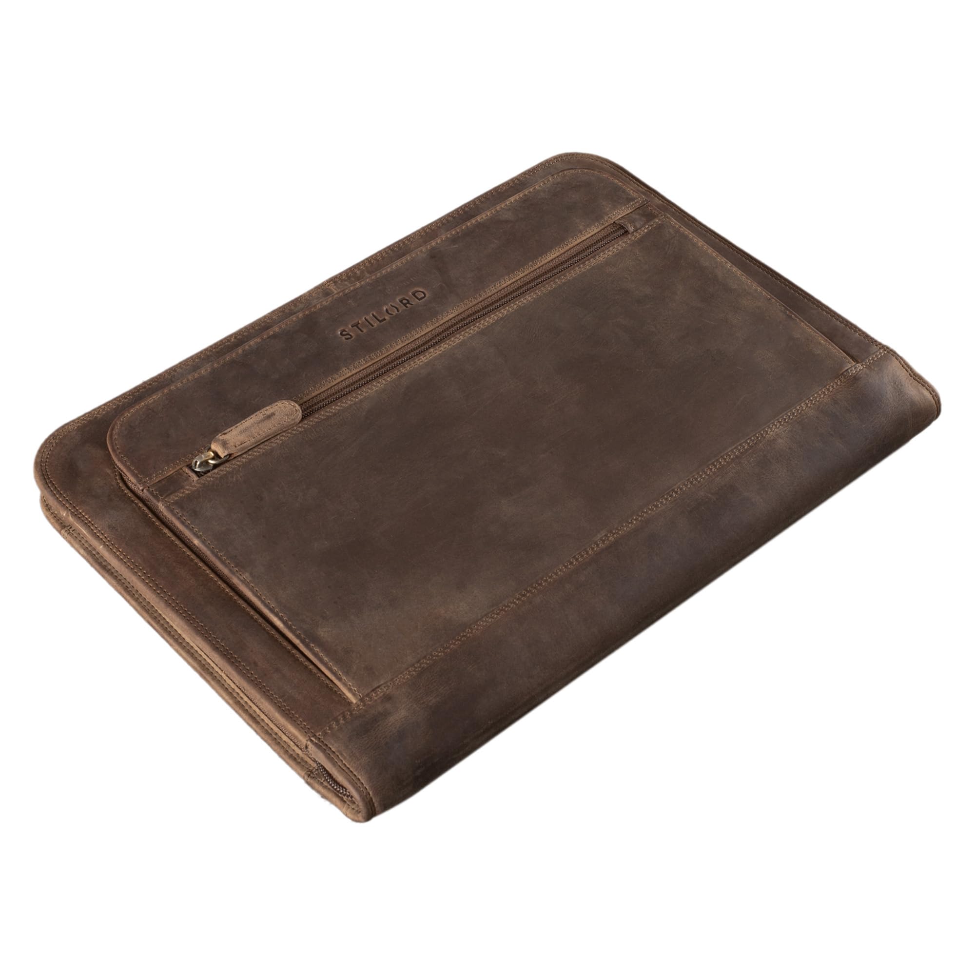 STILORD Elton Conférencier A4 Cuir Véritable Vintage Porte-Documents Housse pour MacBook 13,3 Pouces Marron