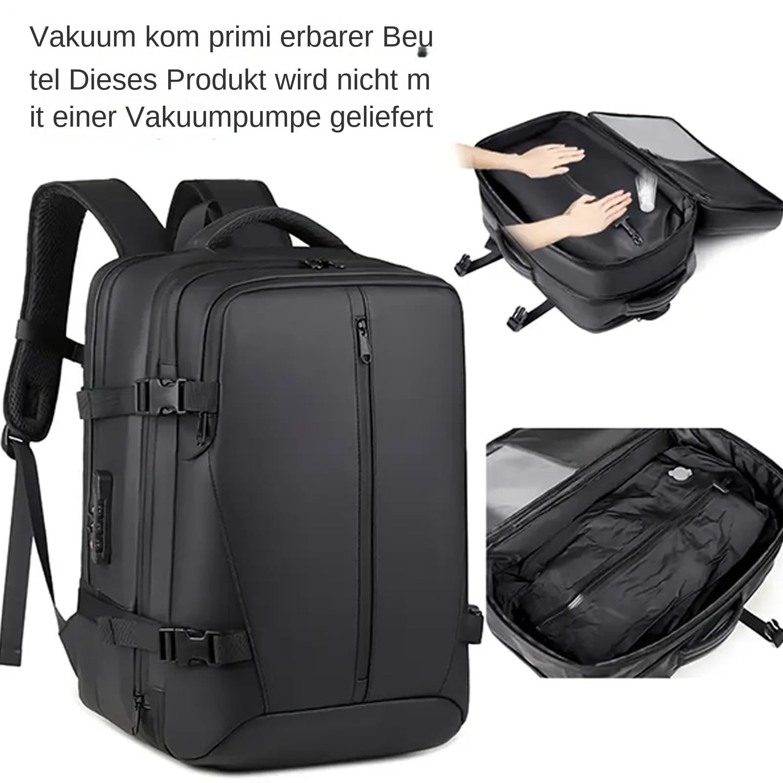 Zaino da viaggio sottovuoto, espandibile da campeggio, con compressione 'aria, grande zaino impermeabile per viaggi di fine settimana, campeggio, viaggi d'affari, escursioni in città