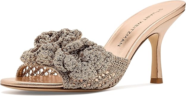 Stuart Weitzman Womens Lotus Slide 85 Light Gold 7.5 Medium