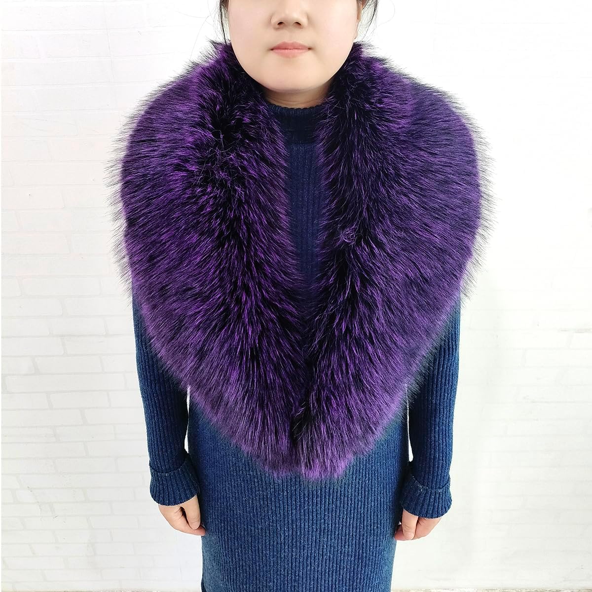Eosxrp Faux Fur Collar Cuffs Set Warm Fake Fur Scarf Winter Women Fluffy Large Shawl Furry Scarves