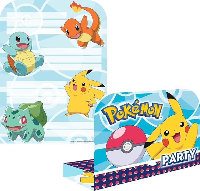 Amscan 9904829 - Pokémon Birthday Party Invitations - 8 Pack