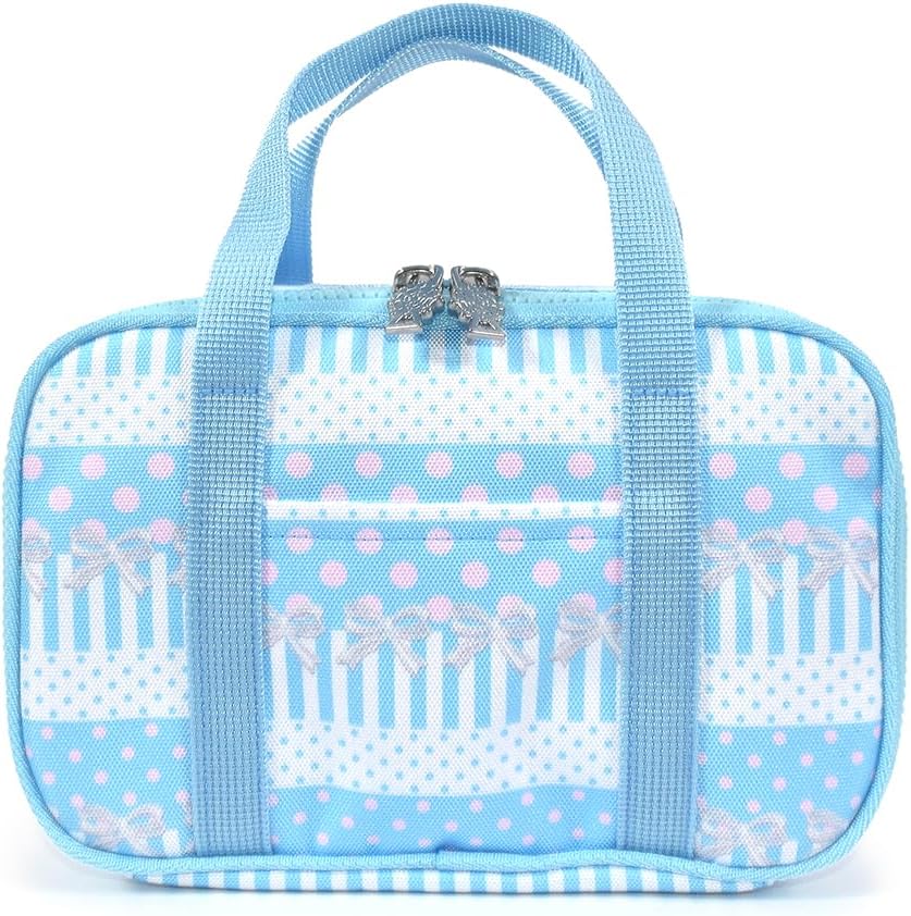 Colorful Candy Style Sewing Set, Water Repellent, Lightweight Type, Attractive by Polka Dots and Lace Ribbons (Light Blue), Girls, Elementary School, Kuretake Sewing Set, Elementary School, Sewing