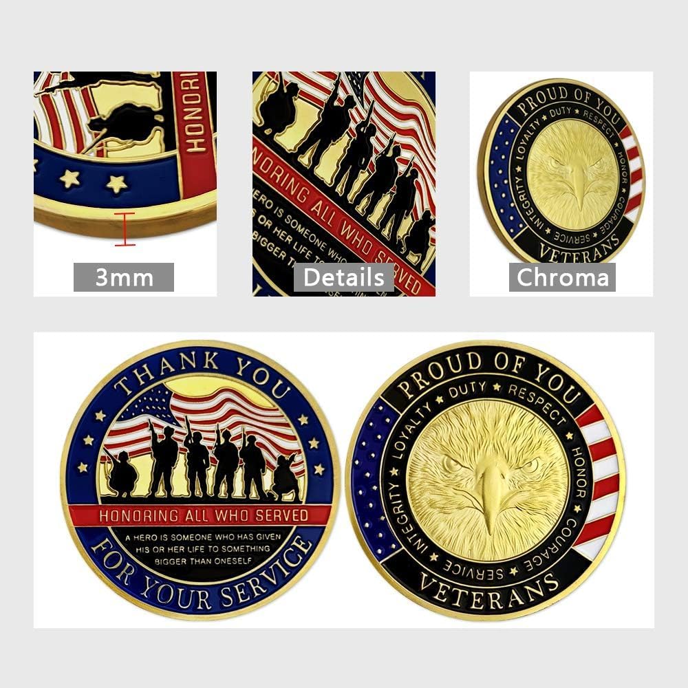 24 Pcs Thank You for Your Service & in Honor of All Who Served Military Coin