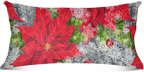 Fundas de almohada de terciopelo con flores de pascua navideñas, fundas de almohada suaves, cómodas fundas de almohada decorativas para sofá, cama, disponible en Yaxa Peru