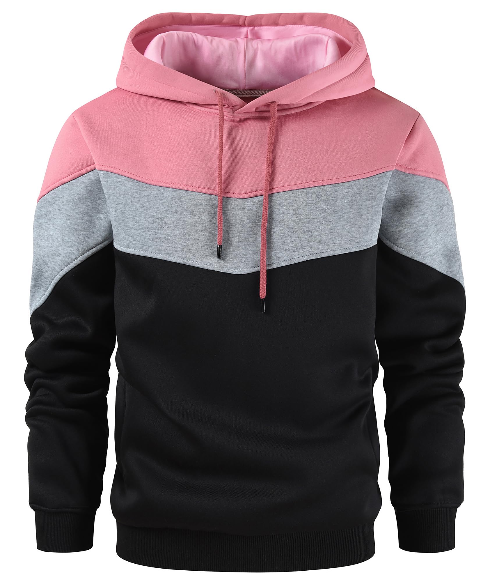 Men's Novelty Color Block Pullover Fleece Hoodie Casual Sweatshirt