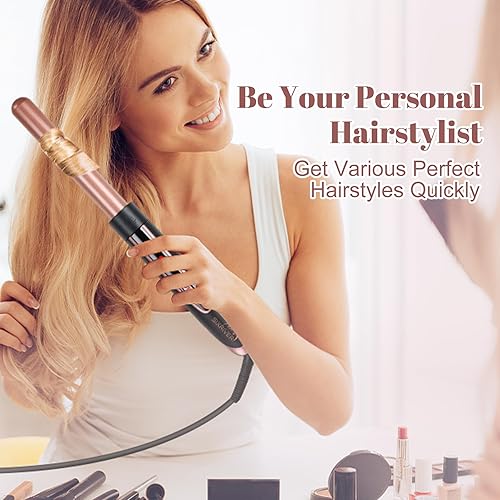 Miniatura 8 de Juego de rizador 5 en 1, varita rizadora con 3 barriles y 4 rizadores intercambiables, rizador de pelo de doble voltaje con control de temperatura