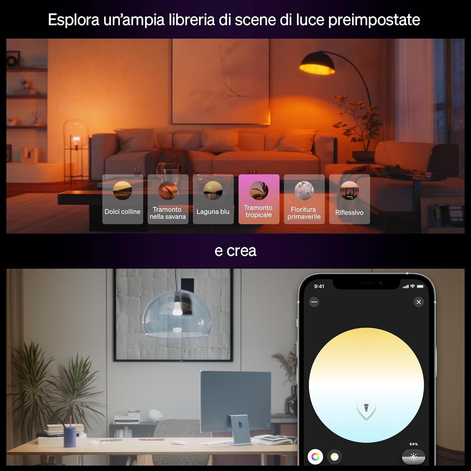 Philips Hue LED A60, Lampadina smart E27, Confezione da 4 | Luce bianca e colorata, 6 W, 810 lm, Smart Home, Dimmerabile, Compatibile con Alexa, Google Assistant e Apple Home