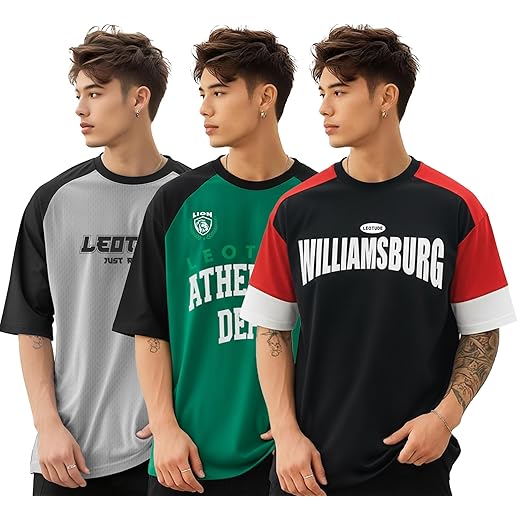 LEOTUDE Men Polycotton Classy Look Regular Fit Round Neck Half Sleeve Tshirt| Colorful Oversized Fit T-Shirt for Mans
