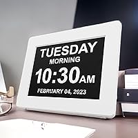 Vista 9 de Calendario digital con fecha, reloj despertador múltiple de 8 pulgadas, pantalla grande, atenuación automática, mesa de escritorio eléctrica
