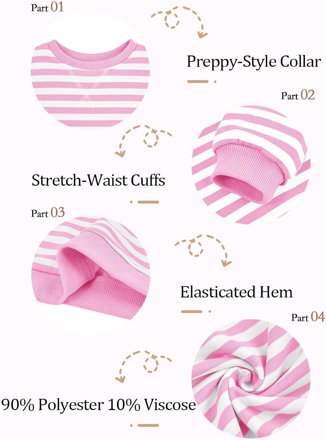 Haloumoning Girls Striped Crewneck Sweatshirt Kids Long Sleeve Oversized Fashion Pullover Tops Fall Clothes 5-14 Years - Image 8