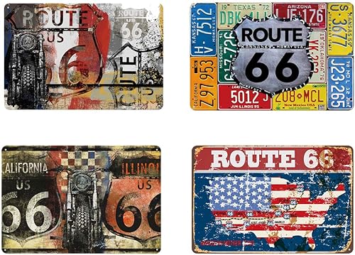 UOOPAI Route US 66 American Map Road Plate - Póster de metal rural vintage, letrero de hojalata para garaje, pub, bar, decoración de pared para el