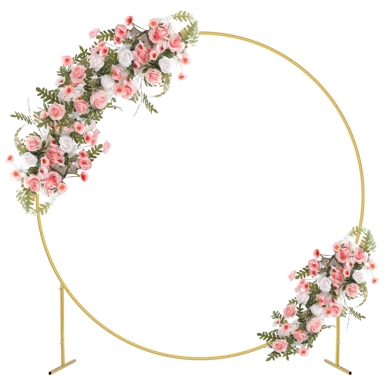 Photo 1 of 7.3FT Round Backdrop Stand, Metal Circle Balloon Arch Kit, Wedding Ring Arch Stand for Party Backdrop Decoration, Baby Shower, Birthday Anniversary Bridal Decoration, Gold 7.3 FT Gold
