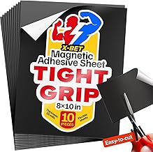 Strong Self-Stick Adhesive Magnetic Sheets 10 Pcs (8x10"/20x25cm) – Customizable Magnetic Paper for Photo, Magnet Stickers, Labels, Crafts; for Fridge, Lockers, Whiteboards, Office, Projects