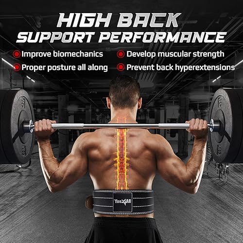 Miniatura 4 de Yes4All Cinturón de cuero para levantamiento de pesas, cinturón de gimnasio de cuero 100% genuino para levantamiento de pesas, sentadillas, peso