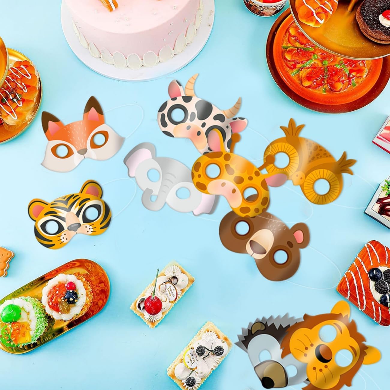Safari Animal Masks for Kids Jungle Zoo Animals Cartoon Masks for Woodland Animal Theme Birthday Party Decorations - Image 2