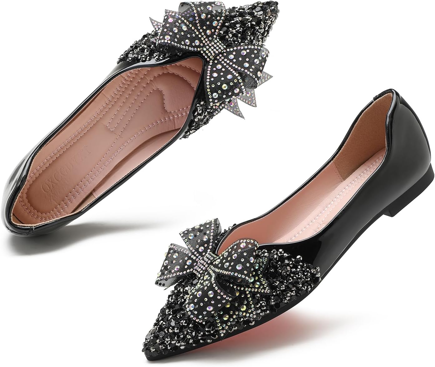Flats Shoes Women Rhinestone Wedding Flats Comfort Pointed Toe Ballet Flat Shoe Low Heel Dress Shoes Sparkly Flats for Women - Image 5