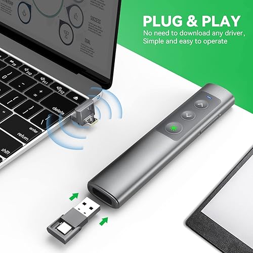 Vista 14 de Presentation Clicker Wireless Presenter Remote, PowerPoint Clicker Ordenador Clicker con Luz Roja, Clickers para Presentaciones de PowerPoint Slide