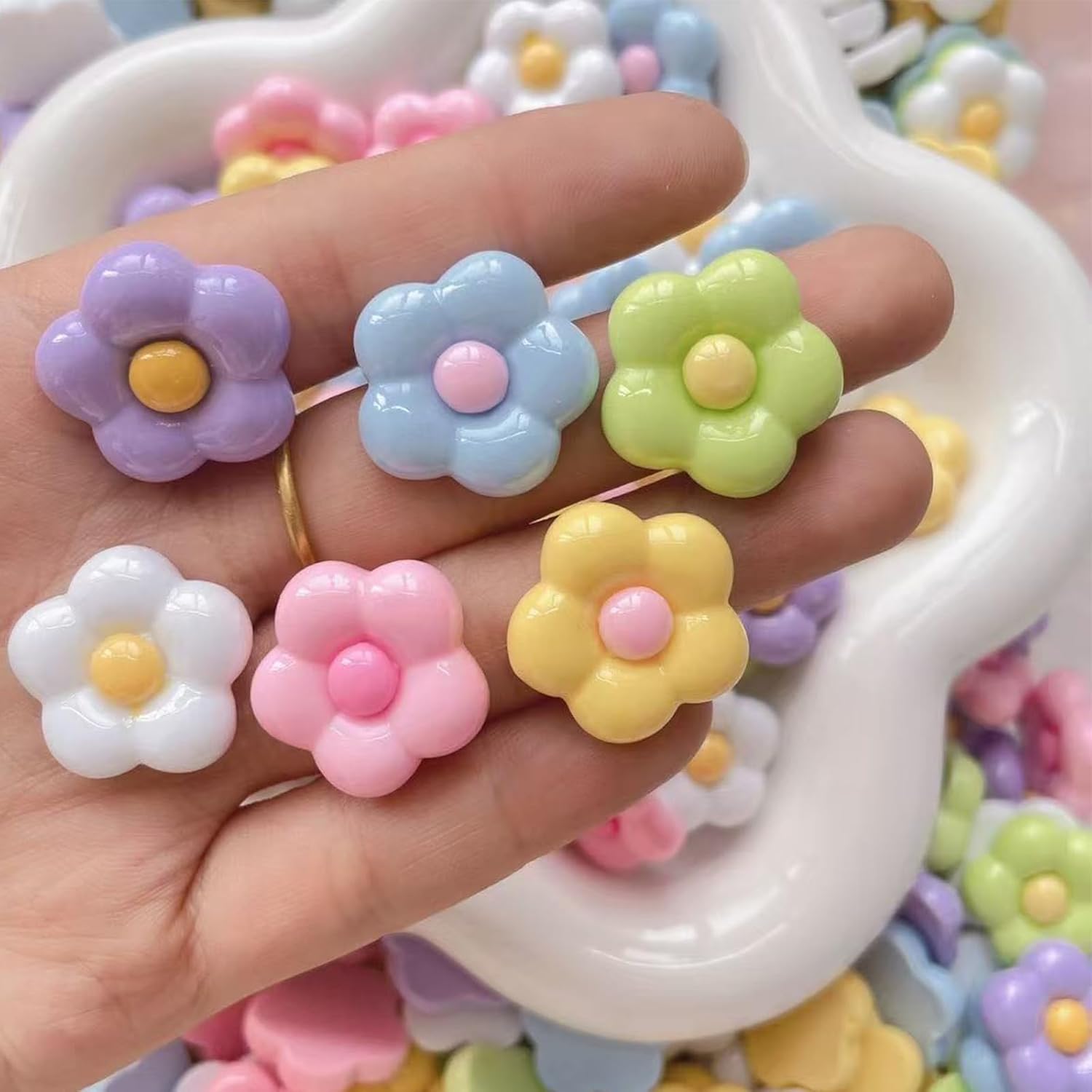 Acrylic Flower Beads for Jewelry Making, Multicolor, 16mm, Large Size, 100 Pieces, Craft Supplies - Image 4