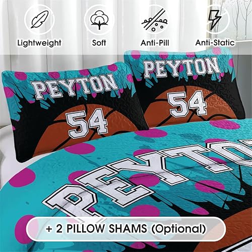 Miniatura 10 de ENCYCOM Edredón de baloncesto personalizado para niños, juego de ropa de cama individual de baloncesto para papá, marido, hijo, hija, edredón de