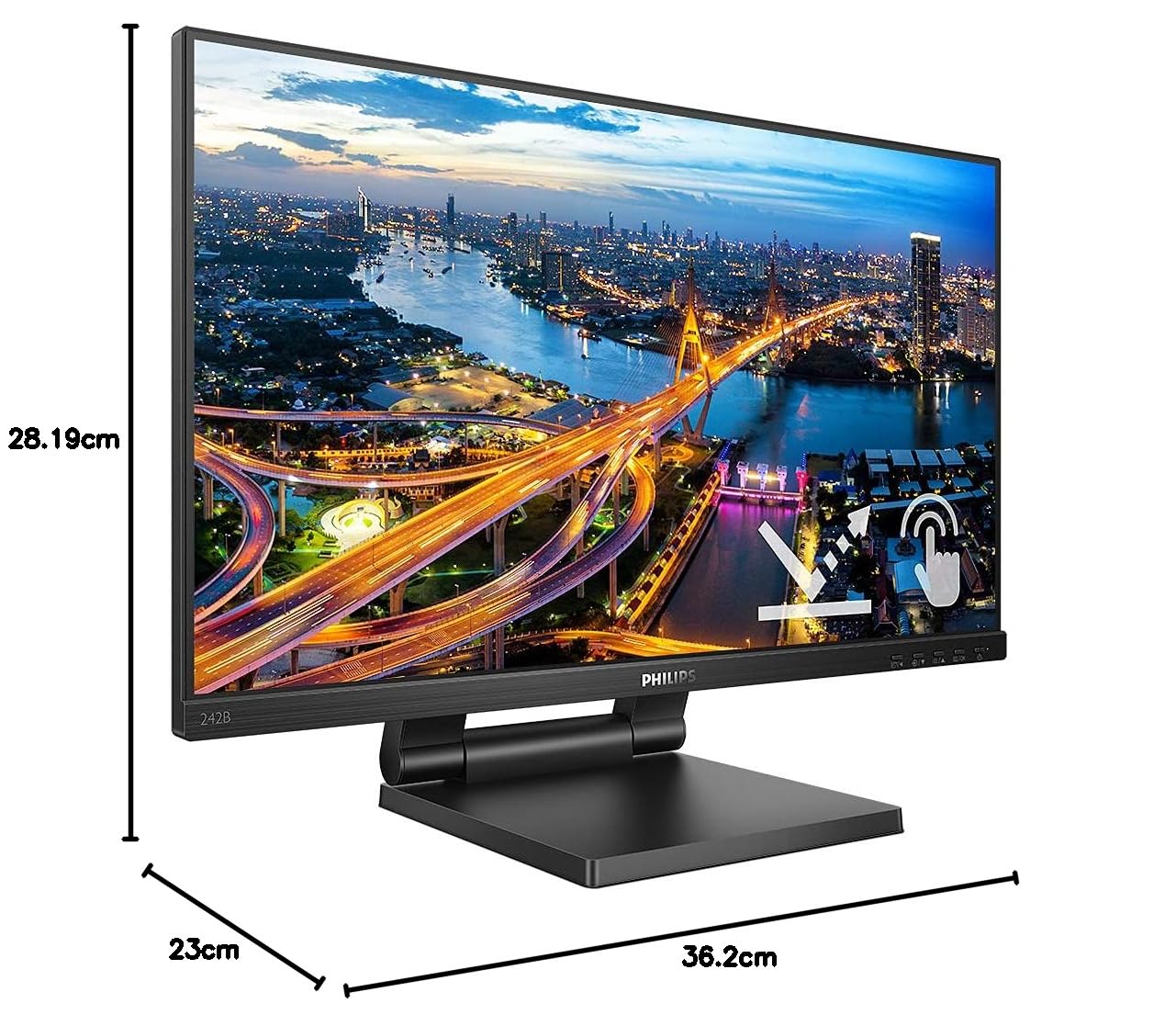 Philips 242B1TC/00, Touch Screen Monitor 23,8", FHD 1920*1080, VGA, HDMI, Display Port, Hub USB 3 x 3.2, Speakers, base regolabile in altezza