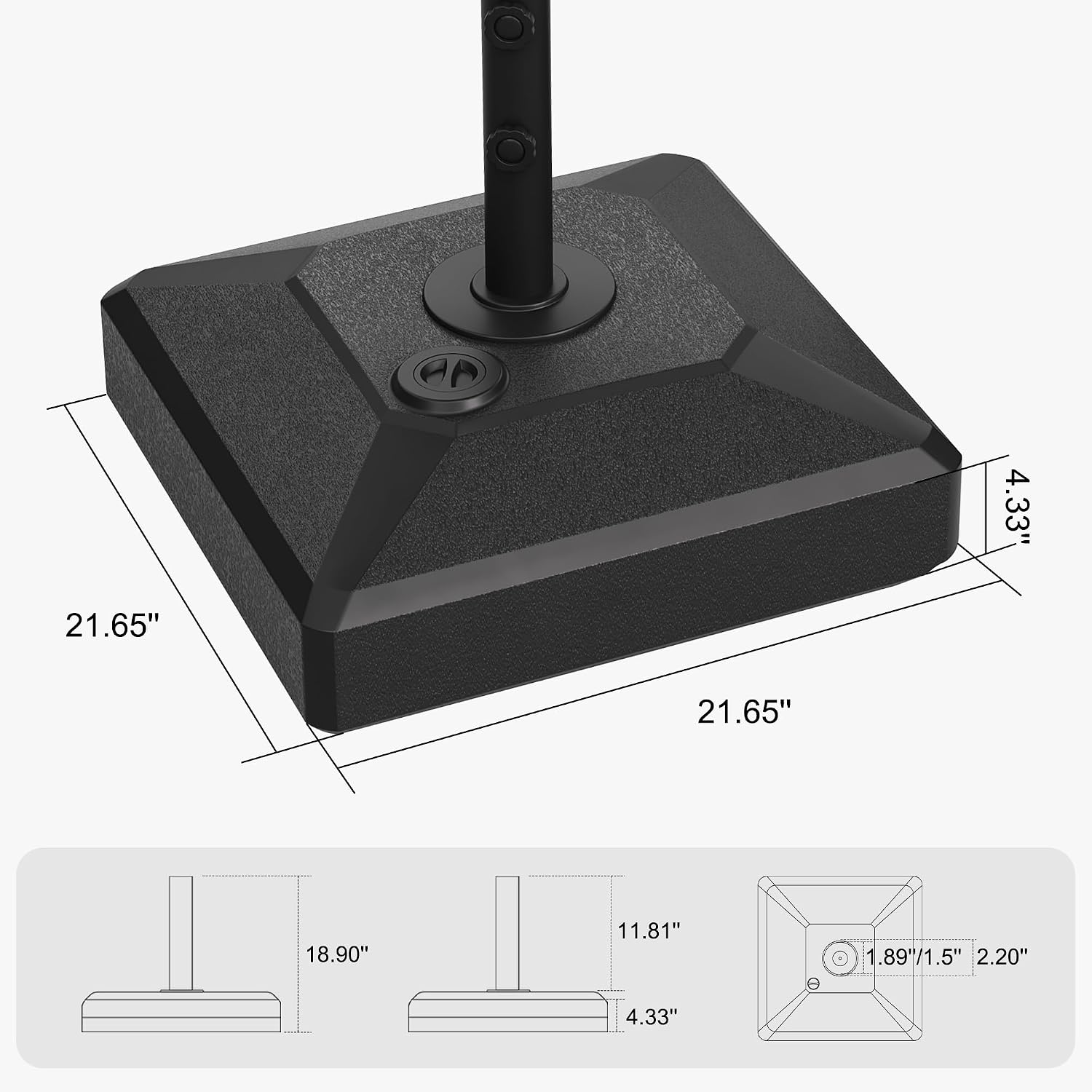 Dimensions of the PURPLE LEAF umbrella base
