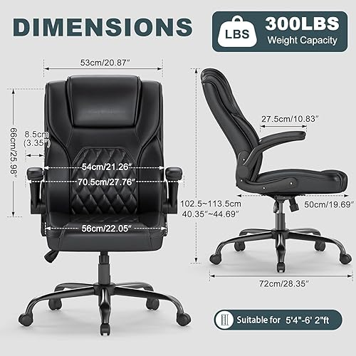 Miniatura 2 de AnyGod Silla de oficina ejecutiva, cómodas sillas ergonómicas de escritorio para computadora con reposabrazos abatibles, soporte lumbar, respaldo
