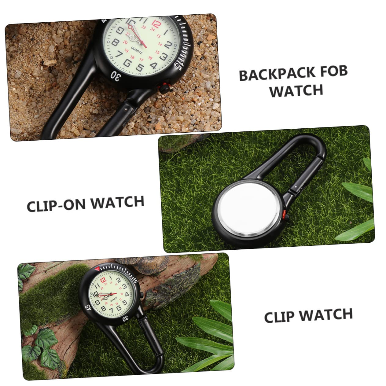 Toddmomy 6piezas Reloj De Clip De Cuarzo con Dial Fluorescente para Mochilas y Cinturones para y Actividades Negro