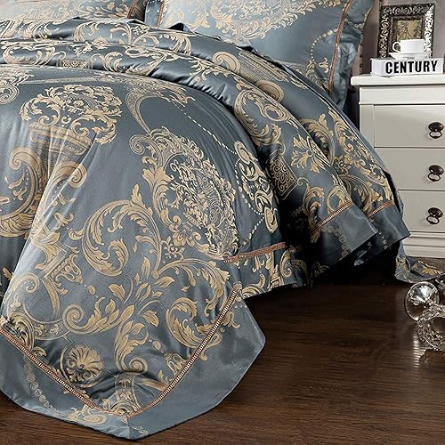 Miniatura 3 de FXJ Bedding Set King Size Silk, Gold Double Duvet Covers Set, Bedding Set King Size Grey Luxury Double Duvet Covers Set Silk Cotton Double Bed Twin