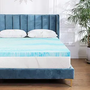 Memory foam gel mattress topper king 2in navy
