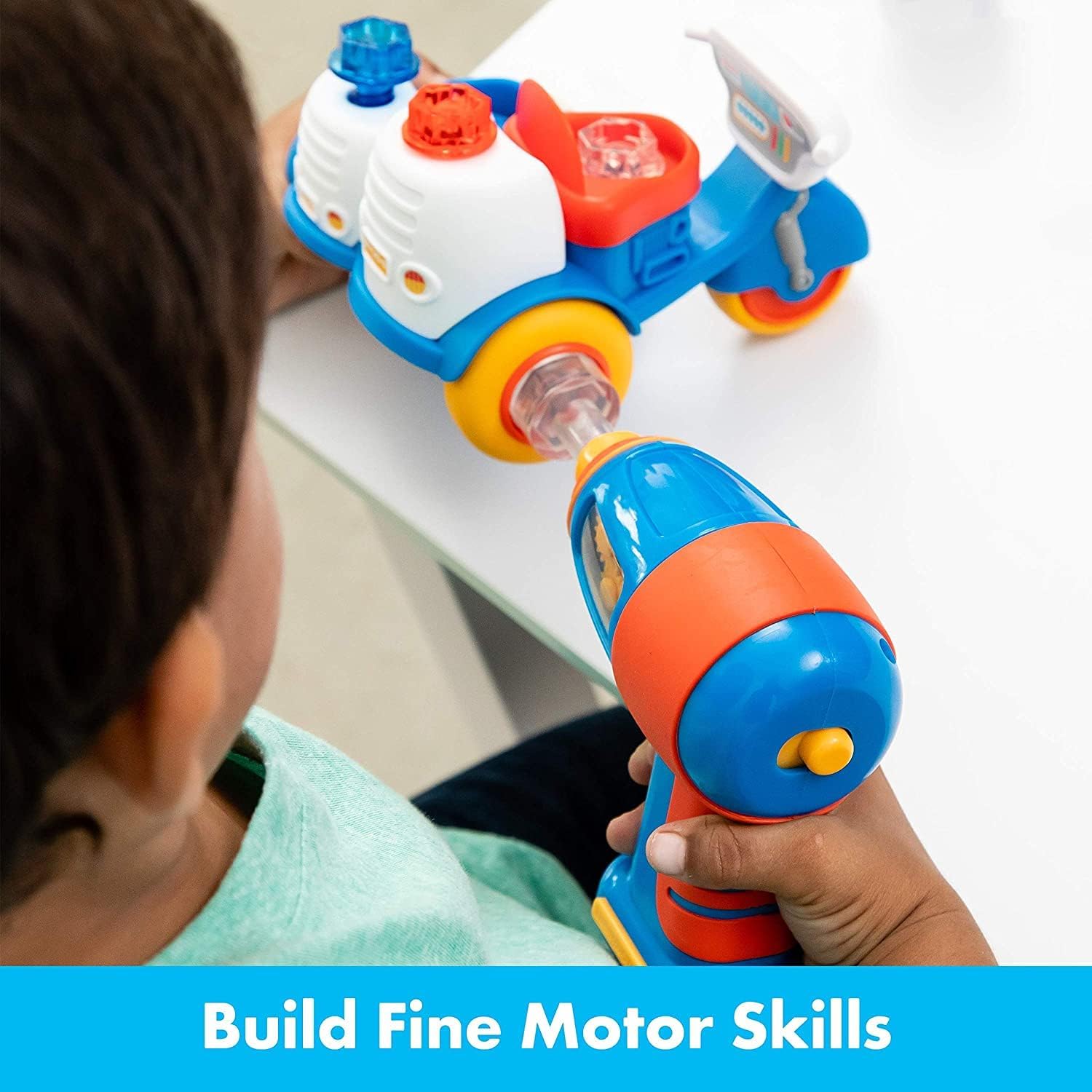 Educational Insights Design & Drill Bolt Buddies Police Motorcycle - Construction Toys & Toddler Tools, Kids Tool Set with Real Electric Drill Toy, Take Apart STEM Set, Building Kits for Ages 3+
