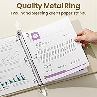 Vista 2 de SUNEE Carpeta de 3 anillos de 1/2 pulgada, paquete de 4 carpetas transparentes de media pulgada con vista, tres anillos de 0.5 pulgadas, sin PVC