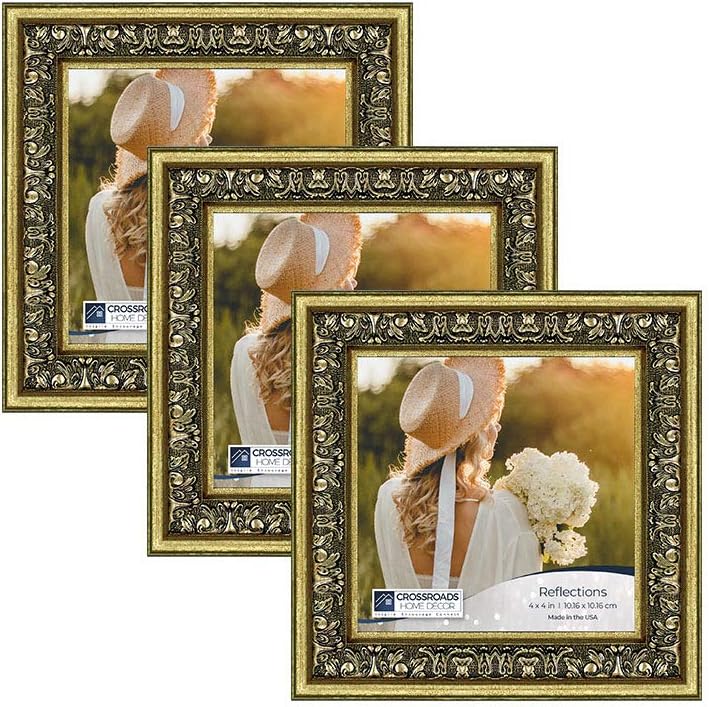 Crossroads Home Décor Picture Frame Set, Multi Pack, 2-8x8, for Instagram Photo Wall Gallery with Glass Picture Frame, Use for Picture Frames Collage with Your 8x8 Picture Frames - Walnut