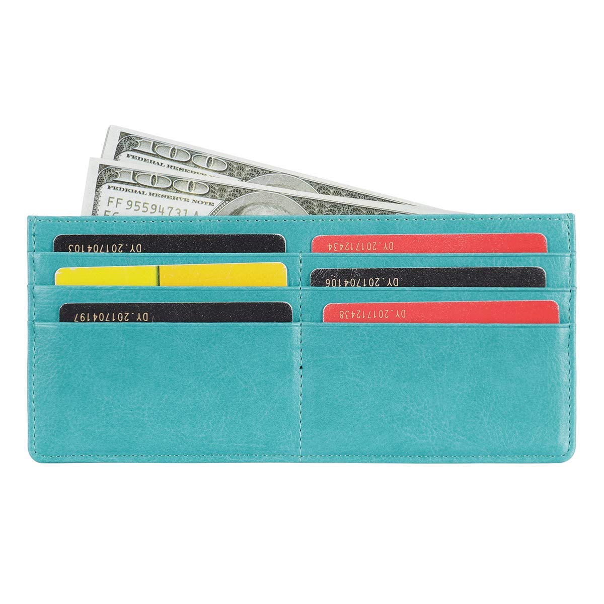 XEYOUWomen's Credit Card Wallet Slim Long Zipper Pocket Purse for Coin, Receipt, Cash Multi-function Card Wallet for Women, Green, Slim, Modern