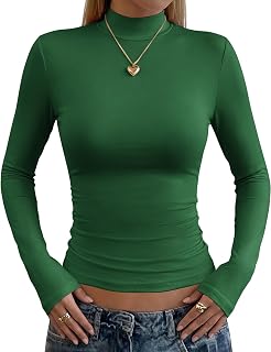 Zeagoo Womens Long Sleeve Shirts Mock Neck Basic Layer Slim Fitted Tops | Mock Neck Top, Long Sleeve Tee, Slim Fit Shirt, Stretch Office Wear, Layering Essential, Fall Fashion, Soft Undershirt