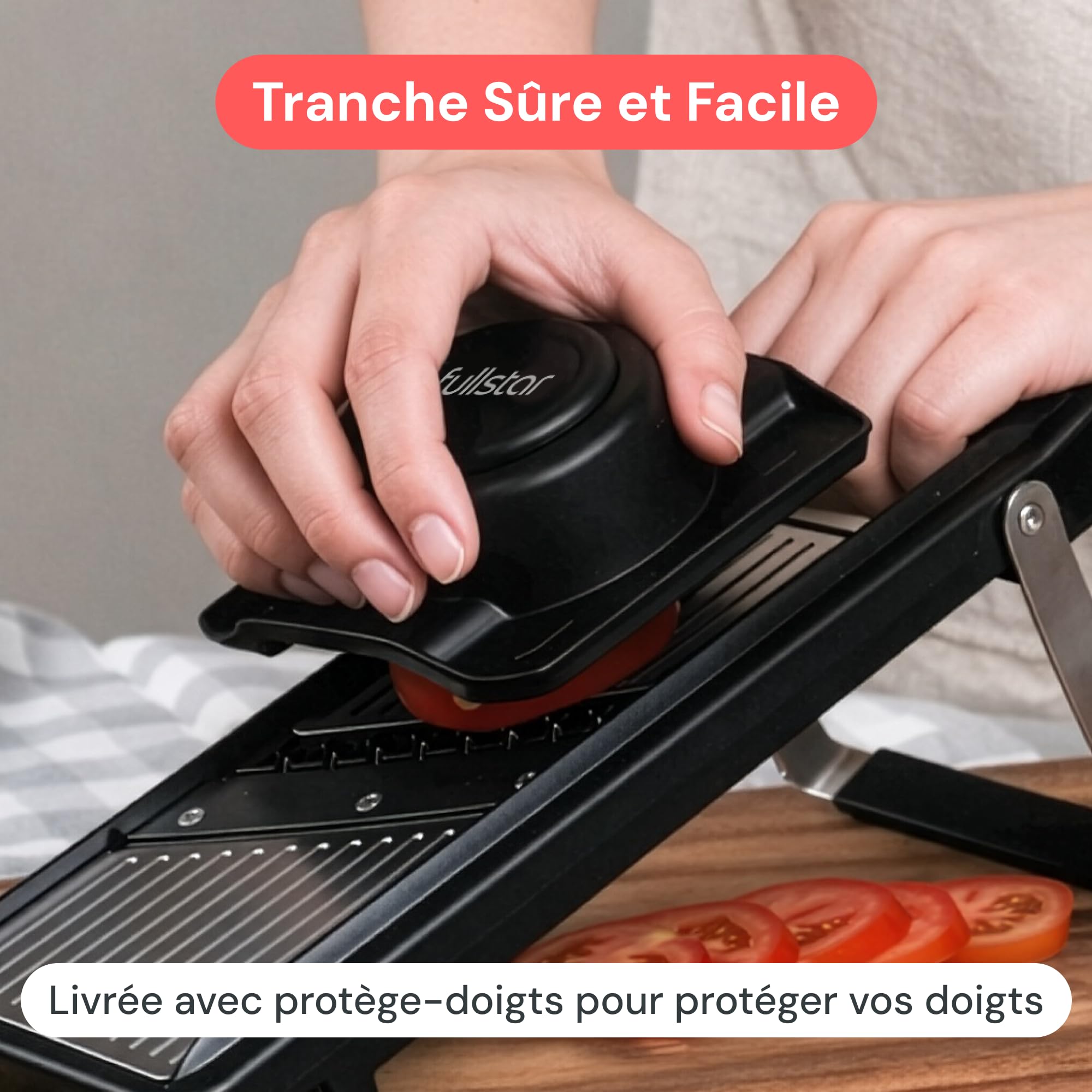 Fullstar Mandoline Cuisine Inox 2-en-1 - Épaisseur Réglable 1-4 mm - Mandoline Multifonctions avec Lame Julienne pour Pommes de Terre, Fruits, Légumes & Fromage - Mandoline Cuisine Professionnelle