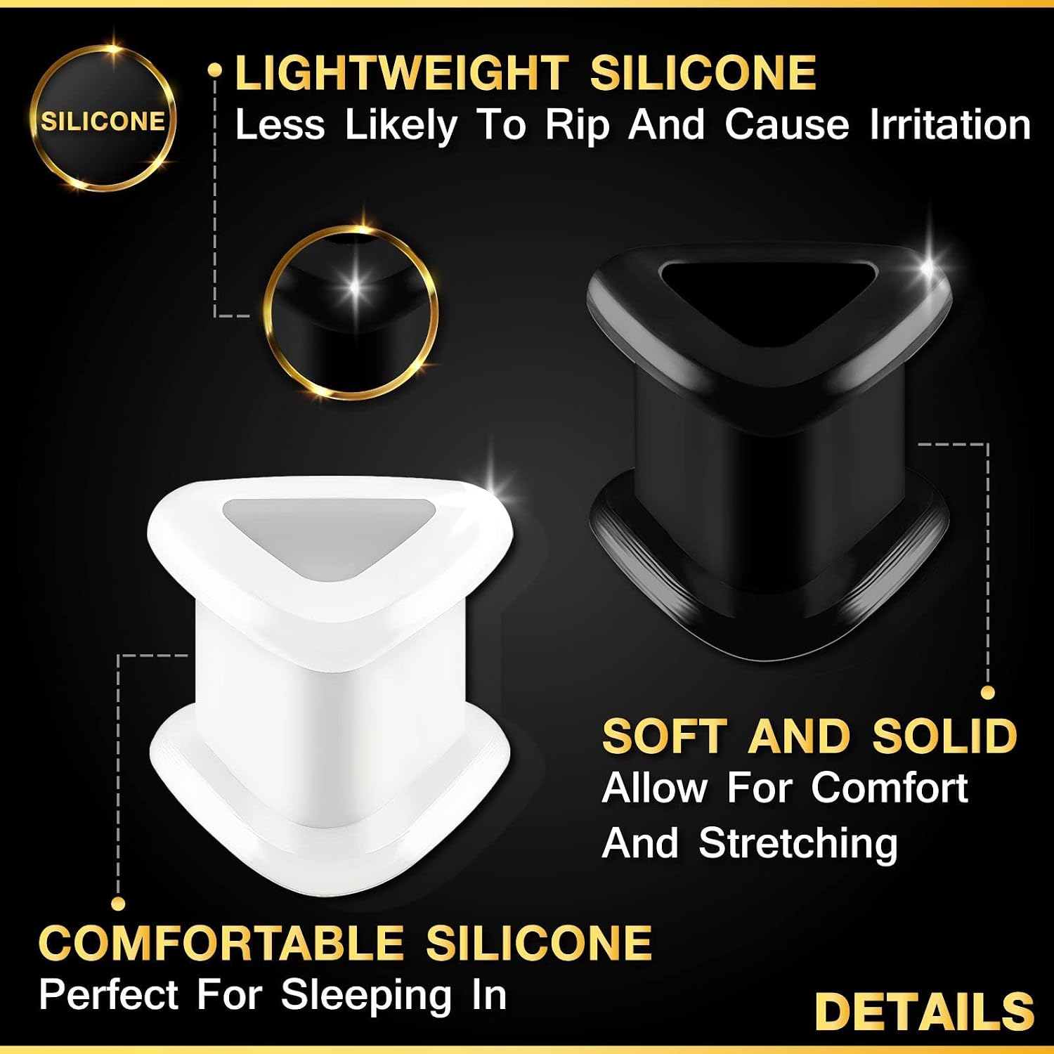 4PCS Silicone Black White 1/2 inch 12mm Double Flared Saddle Triangle shaped Gauge Ear Plug Tunnel Lobe Piercing Jewelry 4311