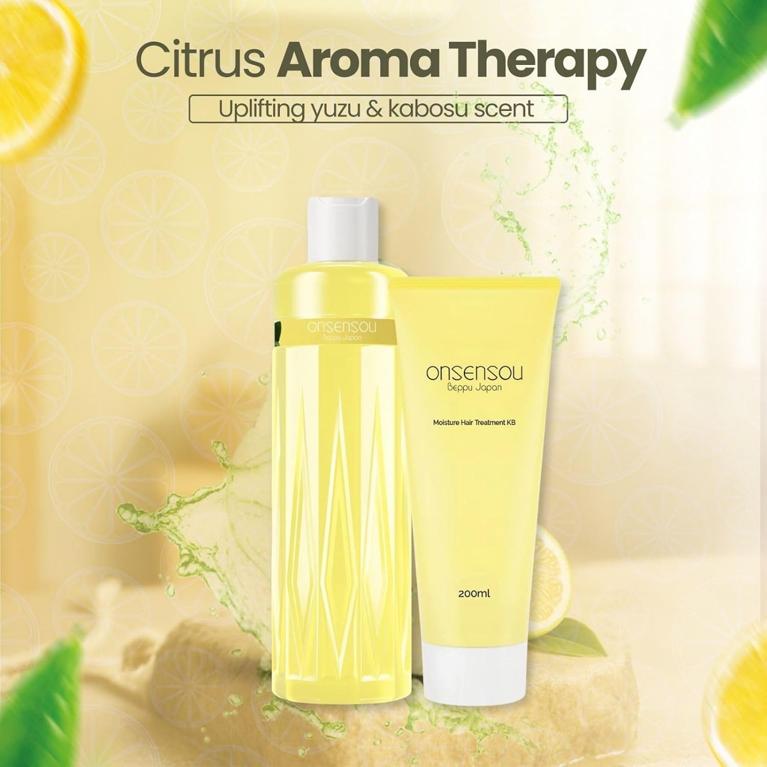 Curly Hair Shampoo and Conditioner Set, Sulfate Free Shampoo with Green Algae & Hot Spring Yeast Extract for Men & Women, Natural Hair Care Duo for Dry, Itchy Scalp, From Japan, Kabasu Citrus