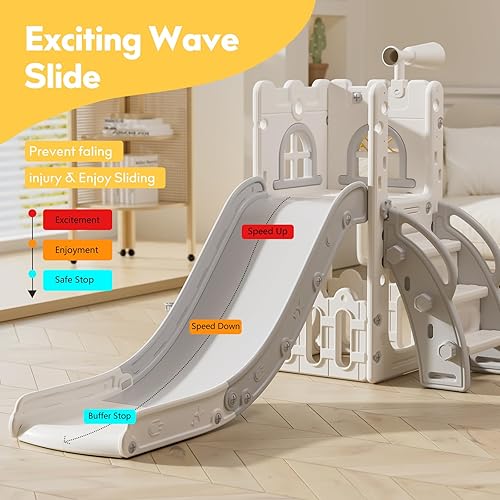 Miniatura 3 de Juego de tobogán infantil para niños pequeños, para interiores y exteriores, con espacio de almacenamiento y pasos antideslizantes, regalos para