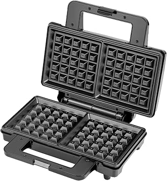Geepas 1000W Deep Fill Waffle Maker | 2 Slice Non-Stick Electric Belgian Waffle iron Machine | Auto Temperature Control, Overheat Safety | Square Belgian American Sweet Savoury Waffle Iron | Black