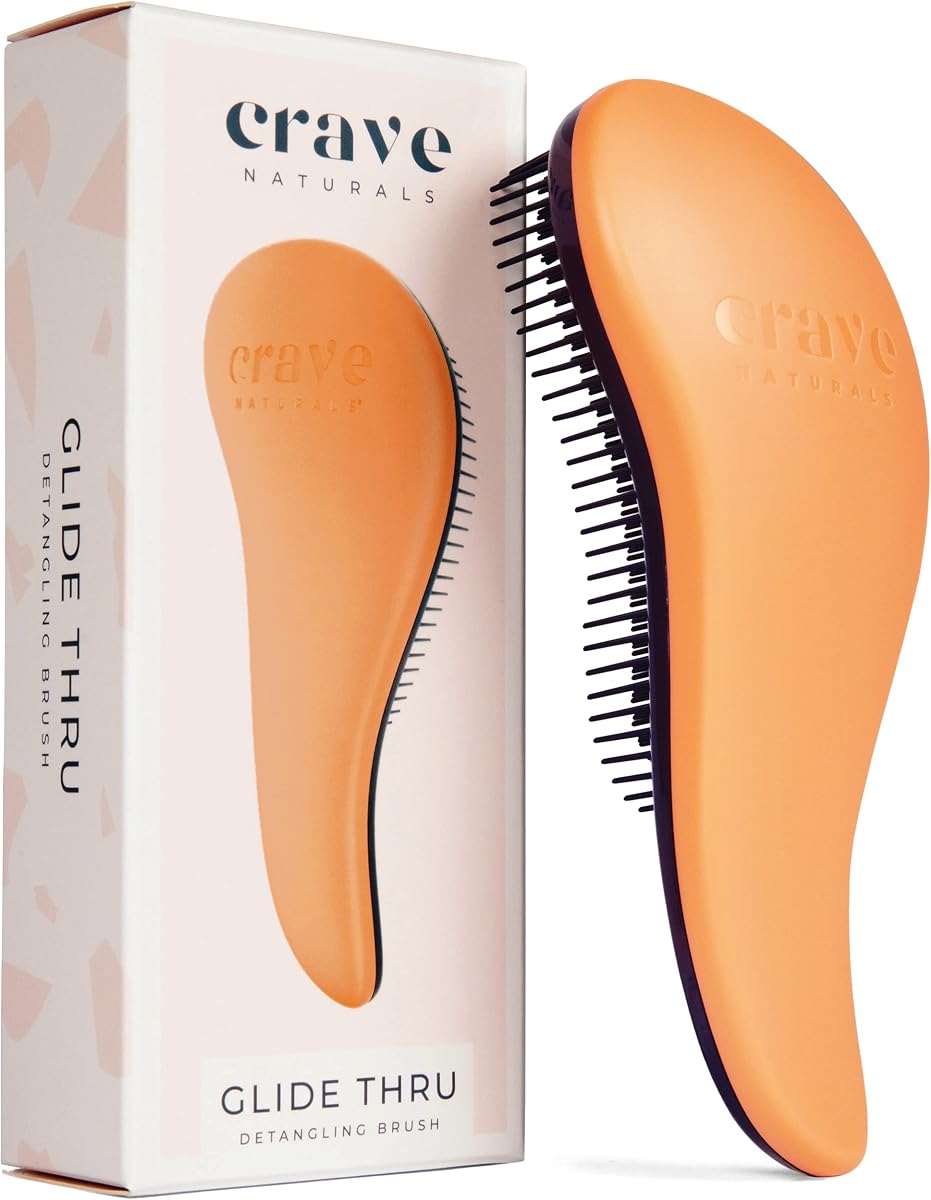 Glide Thru Hair Brush - Detangler Brush for Curly, Straight, Wet or Dry Hair - Gentle Detangling Brusheses for Adults, Kids, Toddlers - Hair Accessories for Women, 7.5"x3" - Coral