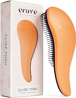 Crave Naturals Glide Thru Hair Brush - Detangler Brush for Curly, Straight, Wet or Dry Hair - Gentle Detangling Brusheses for Adults, Kids, Toddlers - Hair Accessories for Women, 7.5"x3" - Coral